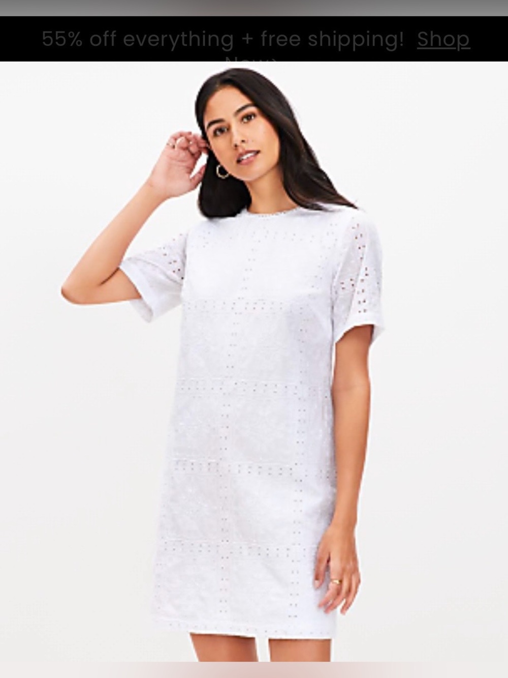 LOFT White Eyelet Shift Dress size 0